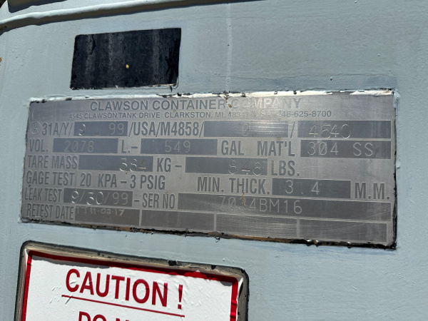 Used stainless steel tote tank